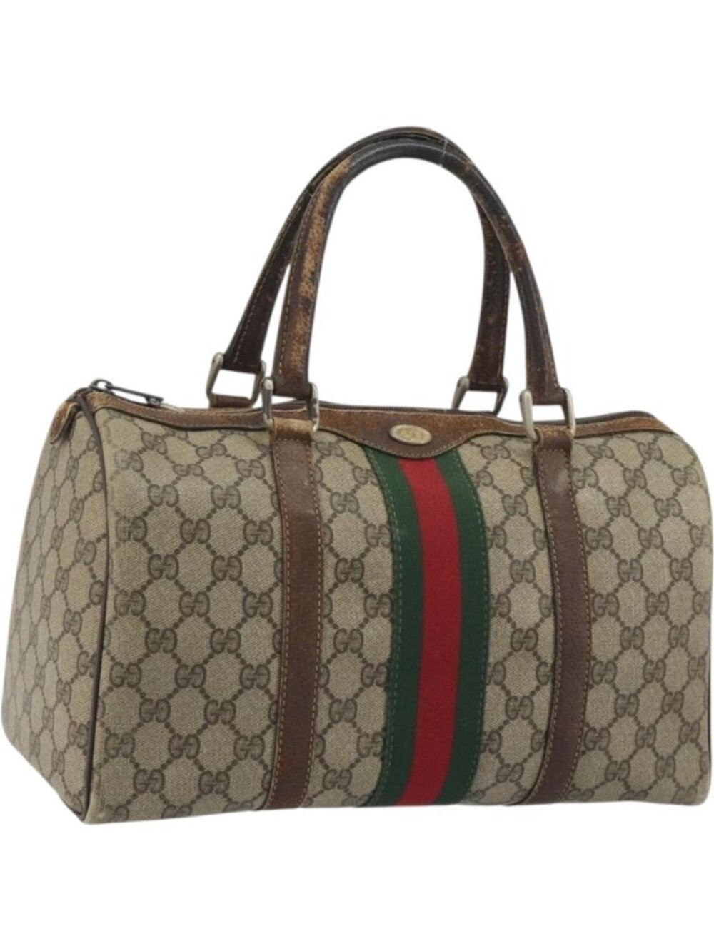 GUCCI GG Supreme Web Sherry Line Bag PVC Beige Gold 24 012 3842